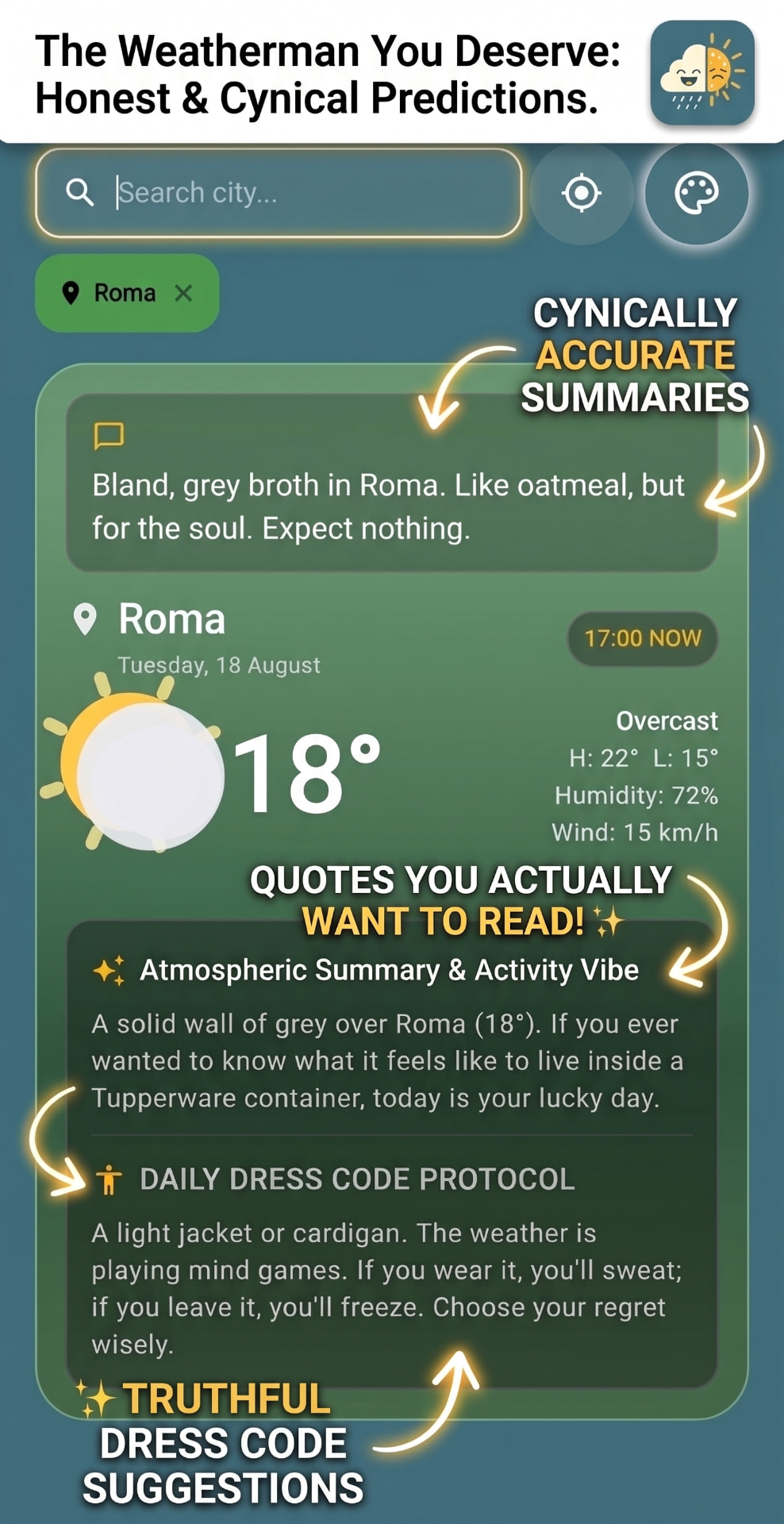 Under the Weather — Dashboard screen